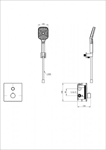 Смеситель для душа Wonzon & Woghand WW-D1017-B-BGG с термостатом цвет Темный графит