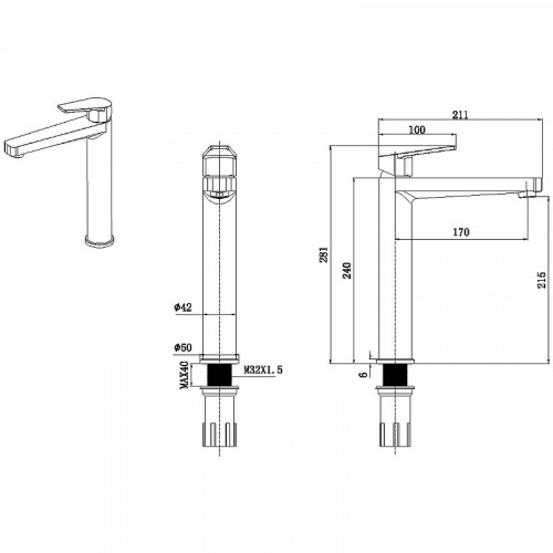 Смеситель для раковины Allen Brau Eclipse 5.E1002-00 Хром латунь