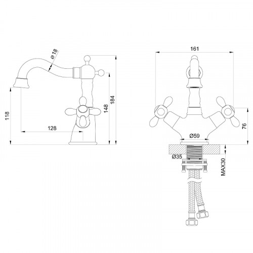 Смеситель для раковины Wonzon &amp; Woghand Retro WW-88139020-BG цвет Брашированное золото