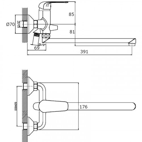 Смеситель для ванны Orange Iris M41-211cr универсальный Хром на стену