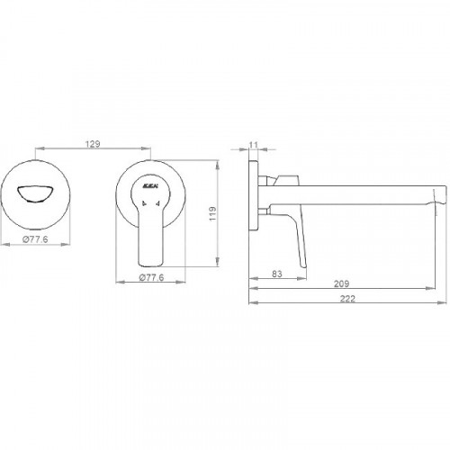 Смеситель для раковины E.C.A. Luna 102167606EX-YY Хром латунь встраиваемый