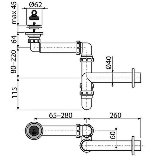 Сифон для раковины Alcaplast AG210511100 (A413) Белый