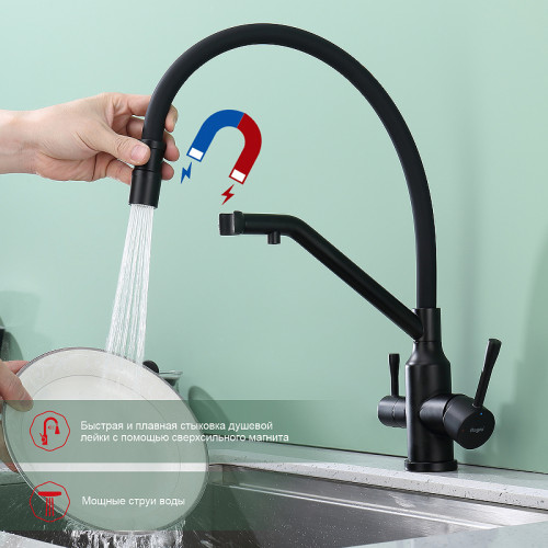 Смеситель для кухни Raglo R81.62.06 Черный матовый латунь