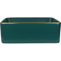 Раковина-чаша Bronze de Luxe 40 1063 Зеленая с золотым ободом фаянс накладная