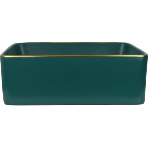 Раковина-чаша Bronze de Luxe 40 1063 Зеленая с золотым ободом фаянс накладная