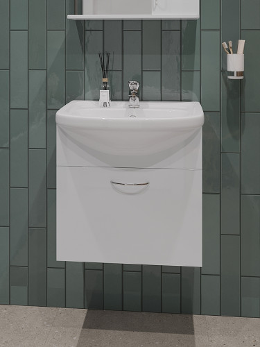 Тумба с раковиной Orange Лайт 50 LRA-50TUW+RA подвесная Белый глянец МДФ / ЛДСП