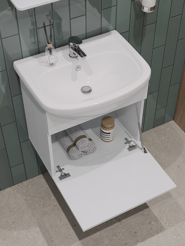 Тумба с раковиной Orange Лайт 50 LRA-50TUW+RA подвесная Белый глянец МДФ / ЛДСП