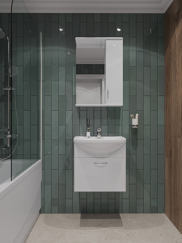 Тумба с раковиной Orange Лайт 50 LRA-50TUW+RA подвесная Белый глянец МДФ / ЛДСП