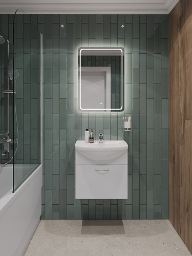 Тумба с раковиной Orange Лайт 50 LRA-50TUW+RA подвесная Белый глянец МДФ / ЛДСП