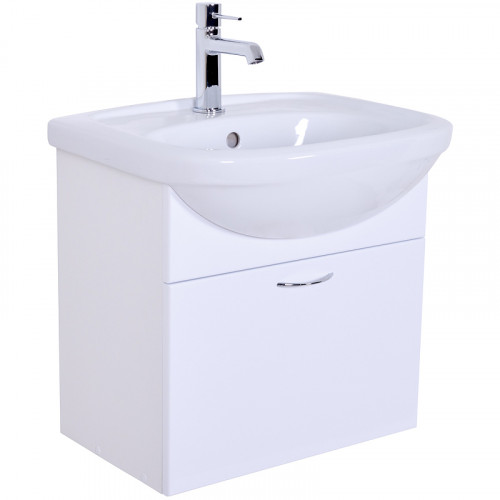 Тумба с раковиной Orange Лайт 50 LRA-50TUW+RA подвесная Белый глянец МДФ / ЛДСП