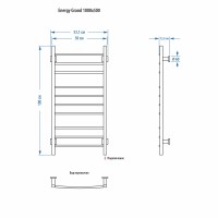 Электрический полотенцесушитель Energy Grand 1000x500 RAL 9005 Черный матовый нержавеющая сталь