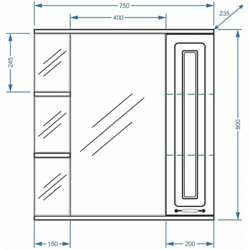 Зеркало со шкафом Stella Polar Кармела 75 SP-00000185 Ольха белая