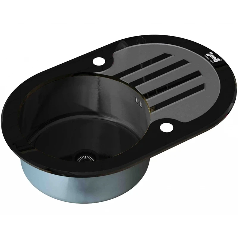 Кухонная мойка ZorG Glass GL-7851-OV-BLACK-GRAFIT Черный / Графит нержавеющая сталь встраиваемый