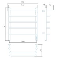 Электрический полотенцесушитель Larusso Стандарт КС П5 500х600 4670078536617 с полкой Черный