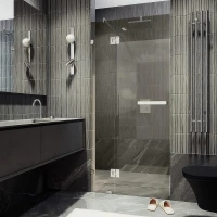 Душевая дверь Maybah Glass MGD-497-4 1200х1950 с добором на петлях Хром глянцевый стекло бронзовое