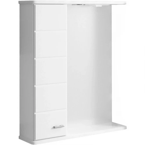 Зеркало со шкафом СанТа Омега 60 L 107003 с подсветкой Белое МДФ / ЛДСП, стекло