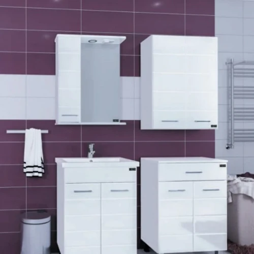 Зеркало со шкафом СанТа Омега 60 L 107003 с подсветкой Белое МДФ / ЛДСП, стекло