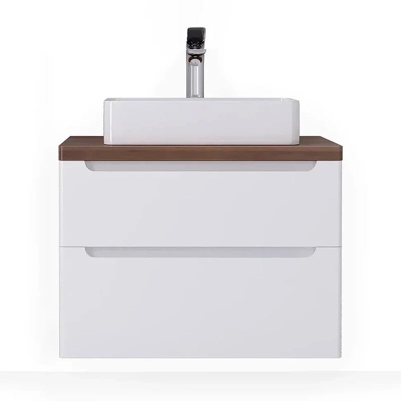 Тумба под раковину Jorno Wood 80 wood.01.80/P/W подвесная Белая МДФ / ЛДСП