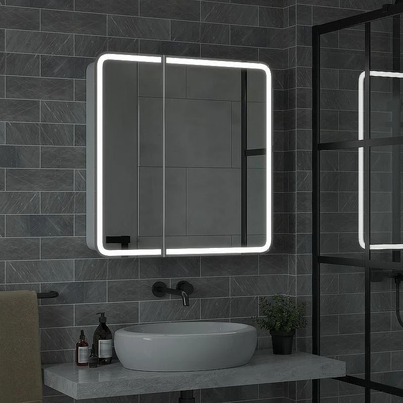 Зеркальный шкаф Reflexion Circle 800х800 RF2110SR с подсветкой Белый матовый