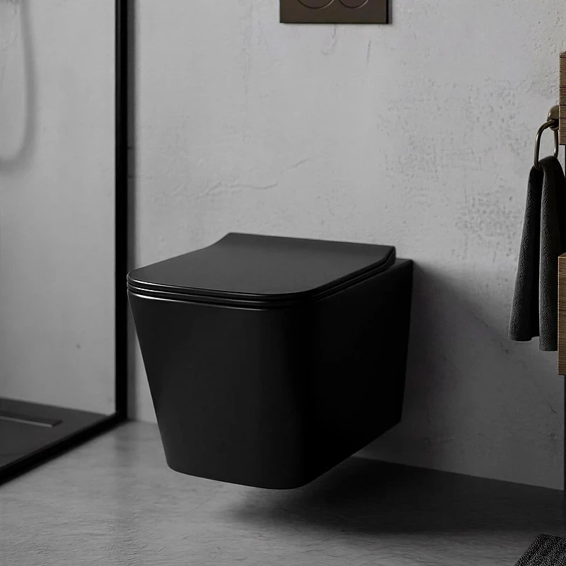 Унитаз Azario Cascad-Black AZ-2303A-MB подвесной цвет Черный матовый с сиденьем Микролифт
