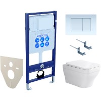 Комплект унитаза с инсталляцией Aquatek Set Aquatek Амадео-009 4в1 с сиденьем Микролифт и Белой клавишей смыва фарфор подвесной