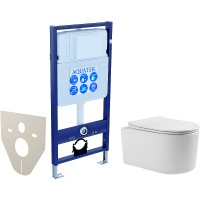 Комплект унитаза с инсталляцией Aquatek Set Aquatek Мия с сиденьем Микролифт фарфор подвесной