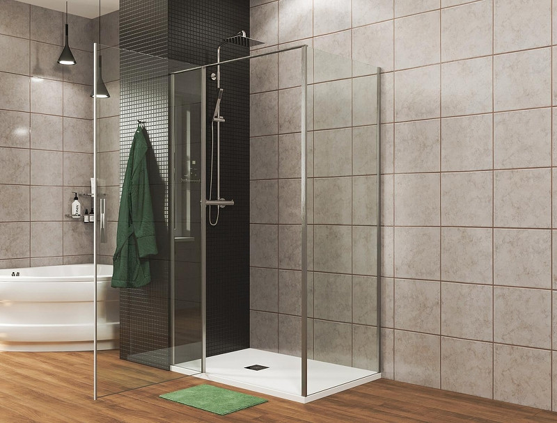 Душевой уголок Allen Brau Priority 100x80 3.31004.00+3.31013.00 цвет профиля Хром стекло прозрачное