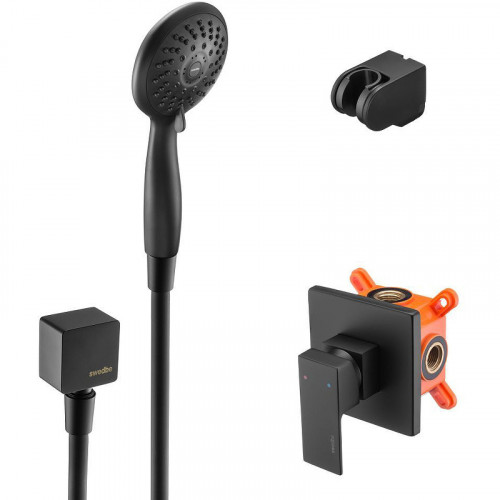 Смеситель для душа Swedbe Platta 5550B Черный матовый латунь встраиваемый