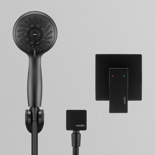 Смеситель для душа Swedbe Platta 5550B Черный матовый латунь встраиваемый