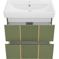 Тумба с раковиной Brevita Vega 70 УТ000022675 подвесная Зеленая матовая Золото МДФ / ЛДСП