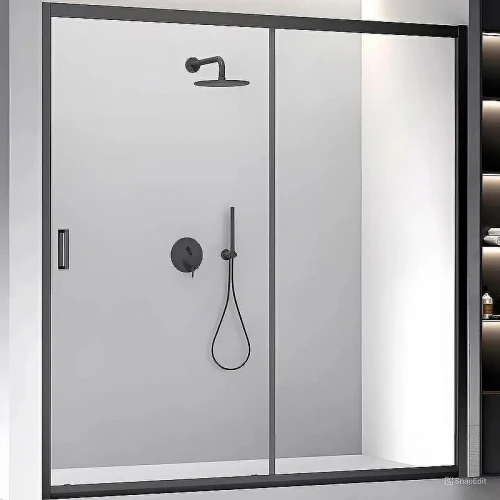 Душевая дверь Veconi Vianno VN-60 180 VN60B-180-01-C5 профиль Черный стекло прозрачное