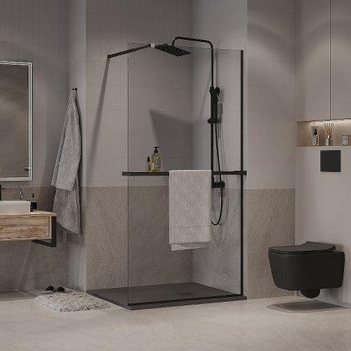 Душевая перегородка Niagara Nova 100 NG-670-10ВLACK профиль Черный матовый стекло прозрачное