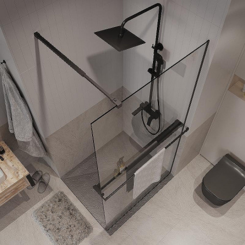 Душевая перегородка Niagara Nova 100 NG-670-10ВLACK профиль Черный матовый стекло прозрачное