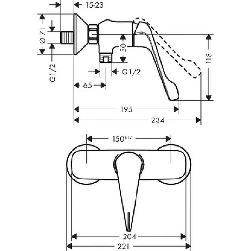 Смеситель для душа Hansgrohe Novus 71926000 Хром латунь на стену