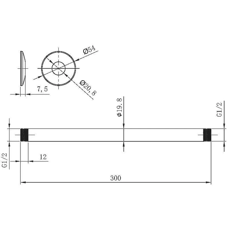 Кронштейн для верхнего душа Lemark LM8032C Хром