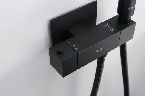 Гигиенический душ со смесителем Raglo R24.56.06 с термостатом Черный матовый латунь встраиваемый