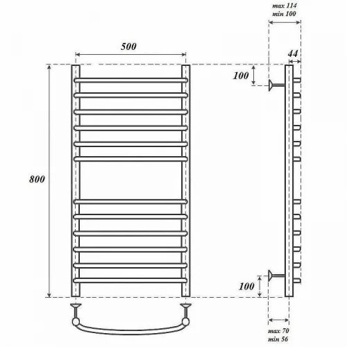 Водяной полотенцесушитель Point Альфа PN05158S П12 500x800 Хром