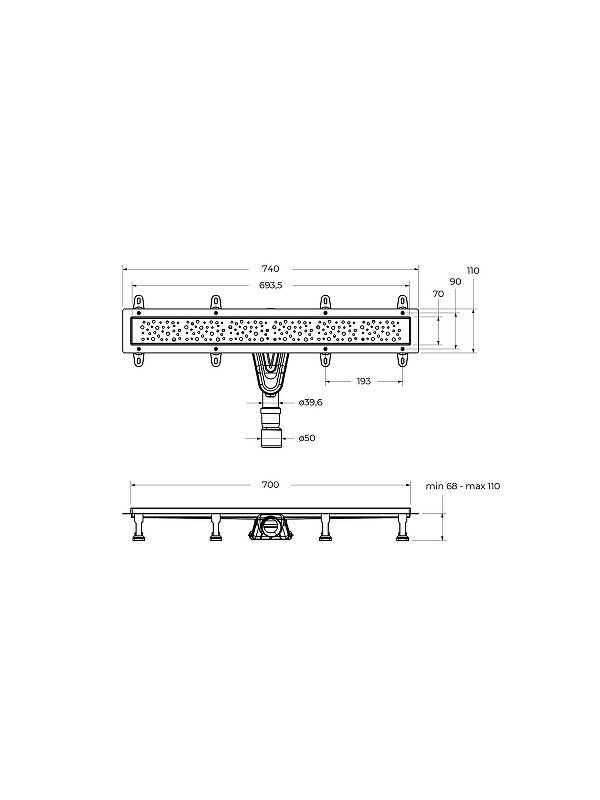 Душевой лоток Cezares Движение (Slider) SLIDER-LD-70-Cr с решеткой цвет Хром