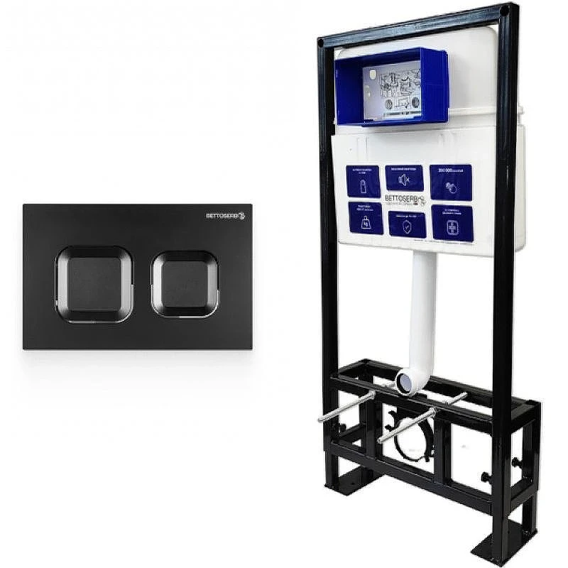 Инсталляция Bettoserb Sava Free Standing SFS40006471 для унитаза с Черной матовой клавишей смыва