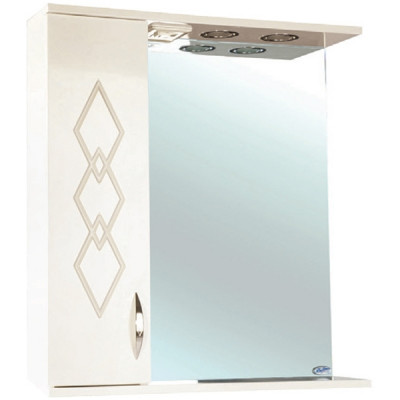 Зеркало со шкафом Bellezza Элеганс 65 L 4618610522070 с подсветкой Бежевое МДФ / ЛДСП, стекло