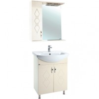 Зеркало со шкафом Bellezza Элеганс 65 L 4618610522070 с подсветкой Бежевое МДФ / ЛДСП, стекло