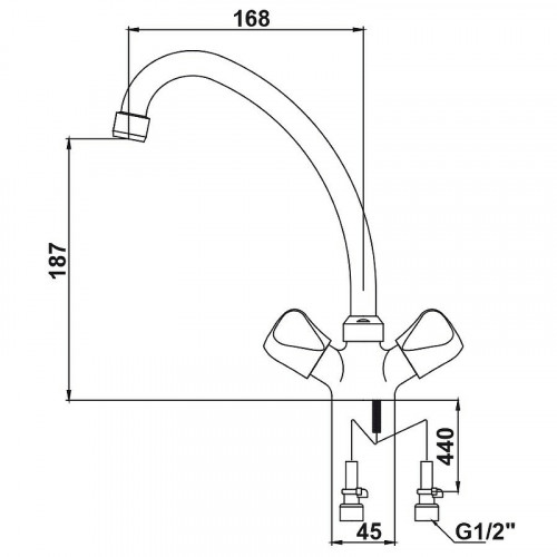 Смеситель для кухни Kaiser Delta 11093 Хром латунь