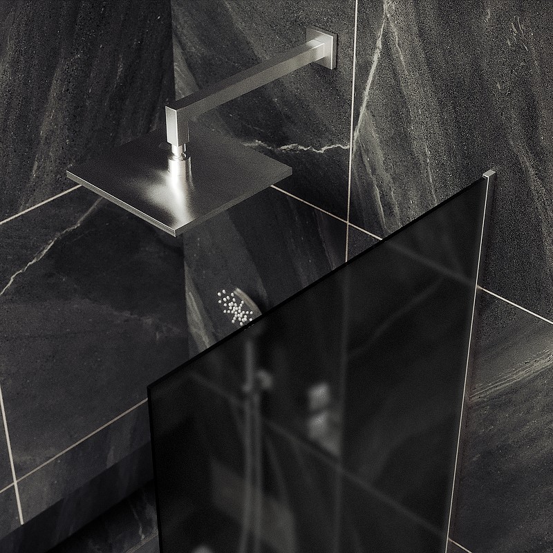 Шторка на ванну Maybah Glass MGV-89-5у 900x1400 в узком профиле Хром матовый стекло графитовое матовое