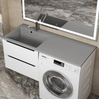 Раковина Uperwood Cosmos Quartz 120 L RCosmos120LS с местом под стиральную машину цвет Серый шелк