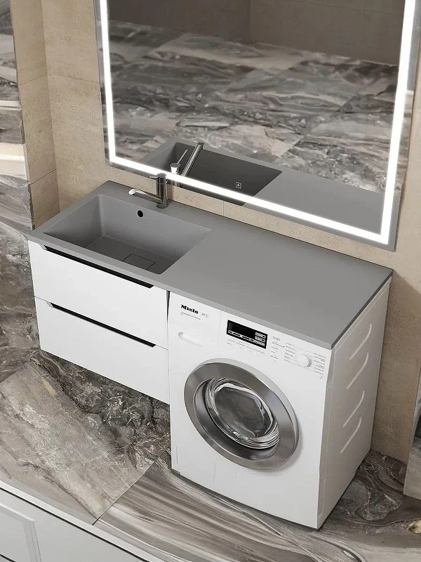 Раковина Uperwood Cosmos Quartz 120 L RCosmos120LS с местом под стиральную машину цвет Серый шелк