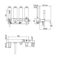 Смеситель для ванны Gattoni Circle Two 9105/91NO Черный матовый латунь встраиваемый