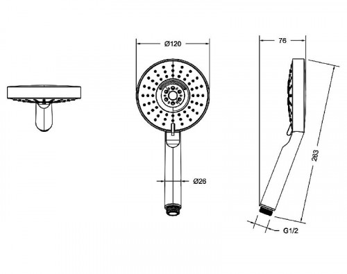 Душевая лейка Bravat P70124BW Черная пластик