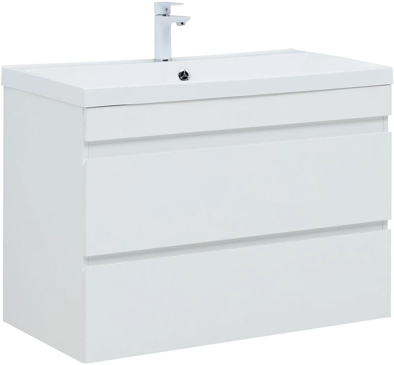 Тумба с раковиной Aquanet Нота New 90 335872 подвесная цвет Белый глянец
