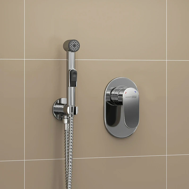 Гигиенический душ со смесителем WasserKRAFT A11056 Хром латунь на стену