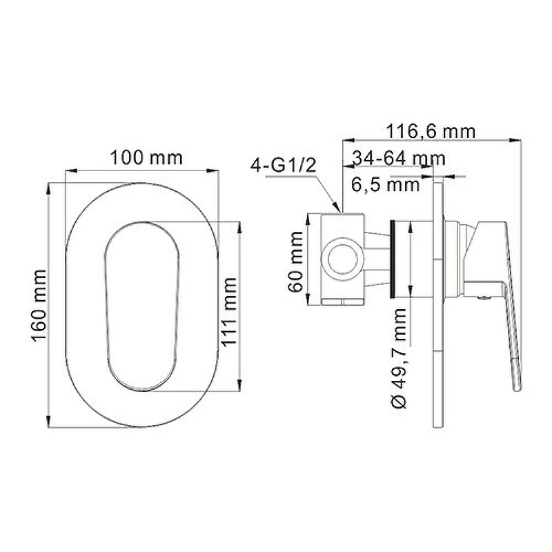 Гигиенический душ со смесителем WasserKRAFT A11056 Хром латунь на стену